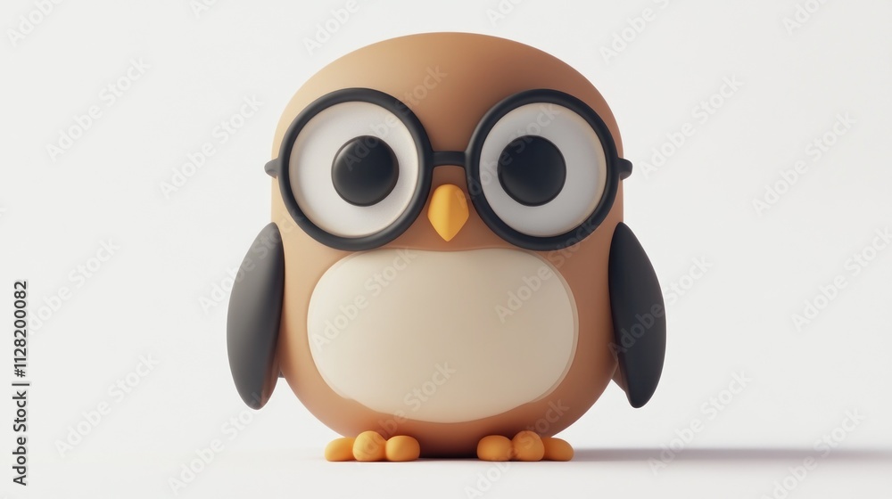 A cute cartoon owl with glasses, designed as a playful character. A cute cartoon owl with glasses, designed as a playful character.