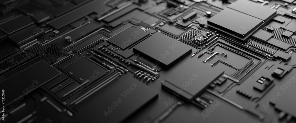 Abstract close-up of a circuit board with intricate patterns and textures. Abstract close-up of a circuit board with intricate patterns and textures.