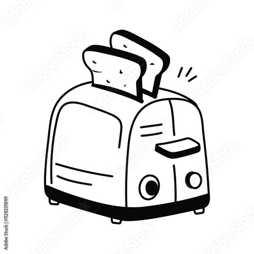 Bread with machine concept icon of toaster in modern style