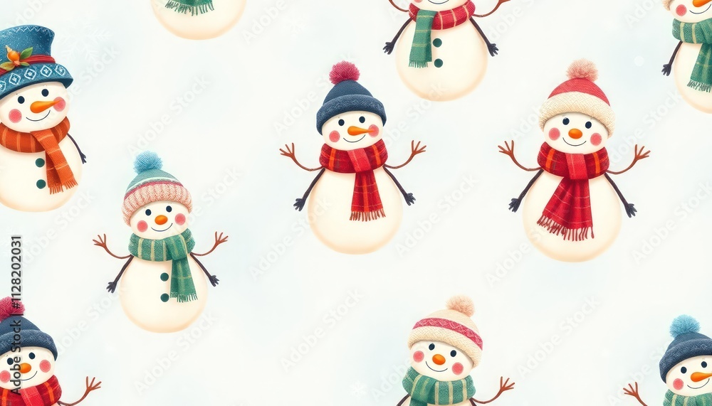 snawman pattern. set of funny cartoon snowman or snowman set snawman pattern. set of funny cartoon snowman or snowman set