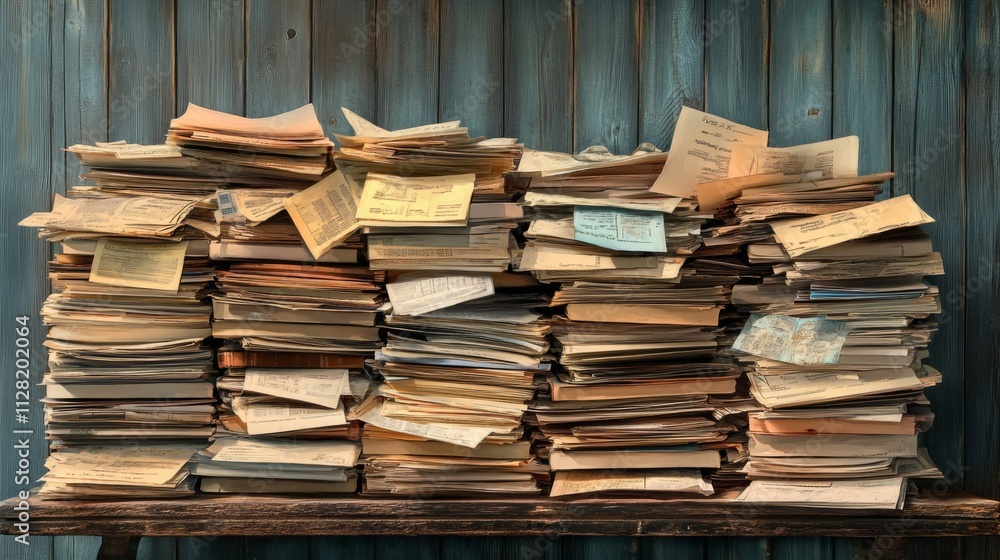 A Massive Stack Of Old Papers And Documents A Massive Stack Of Old Papers And Documents