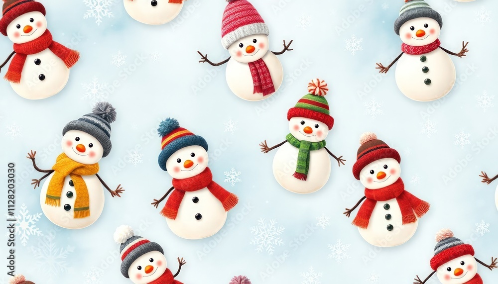 snawman pattern. set of funny cartoon snowman or snowman set snawman pattern. set of funny cartoon snowman or snowman set
