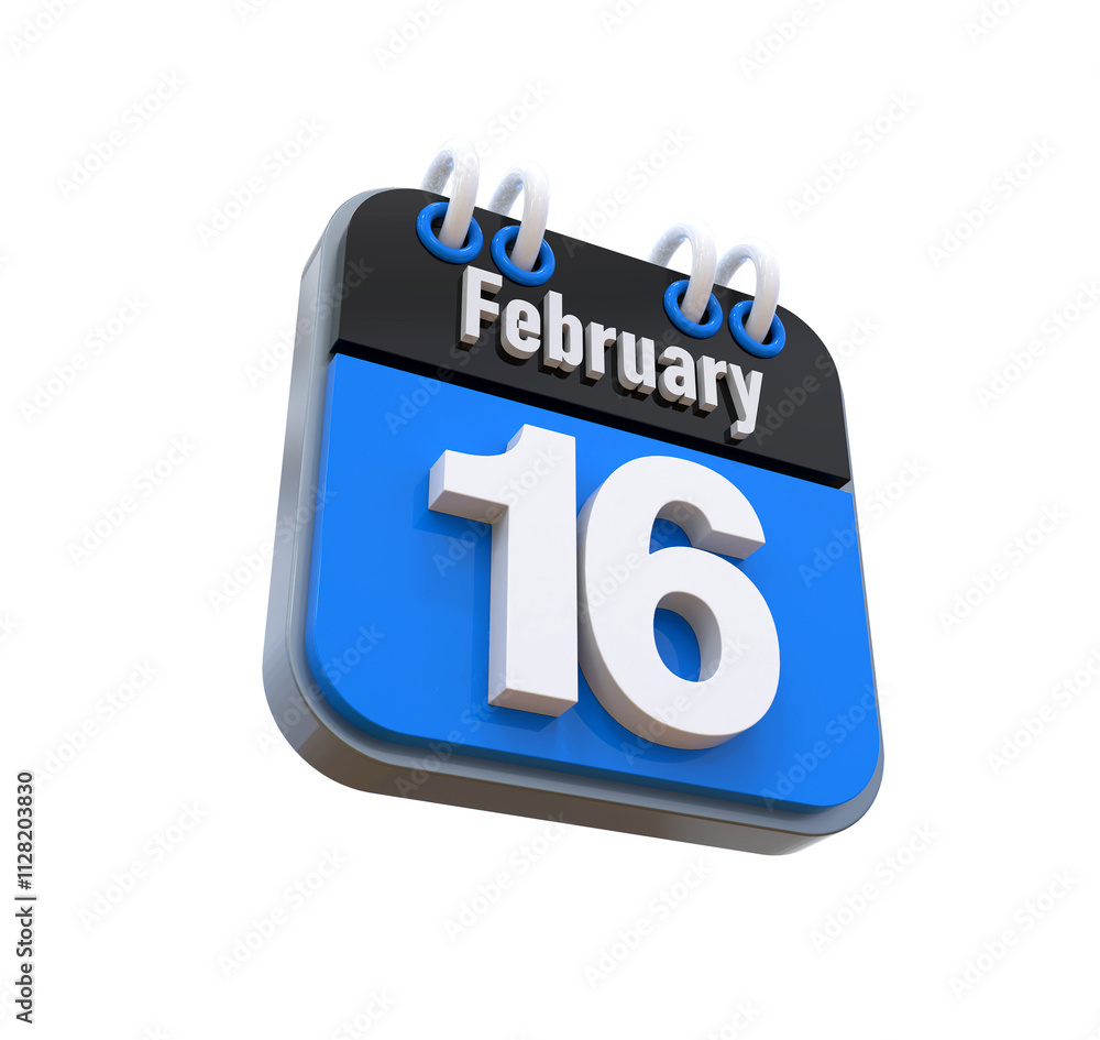 3D Calendar February Date 16 3D Calendar February Date 16