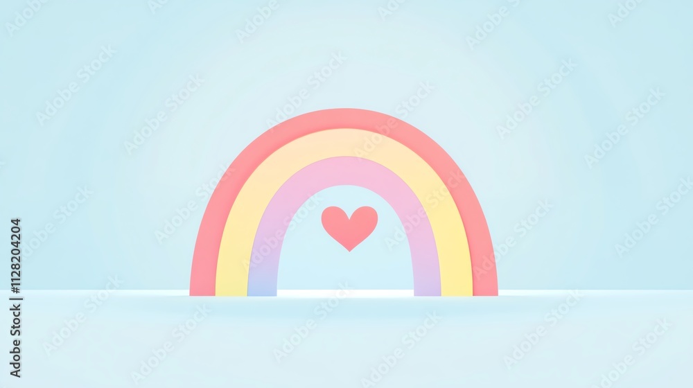 Obraz premium Colorful rainbow with a heart symbol.