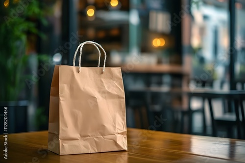 Wallpaper Mural Brown Paper Bag Mockup in Café Torontodigital.ca