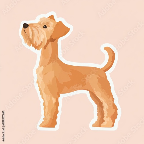 A stylized illustration of a dog standing proudly against a light background.