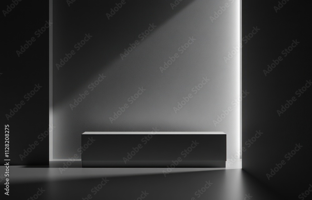 A minimalist interior with a shadowed block and soft lighting. A minimalist interior with a shadowed block and soft lighting.