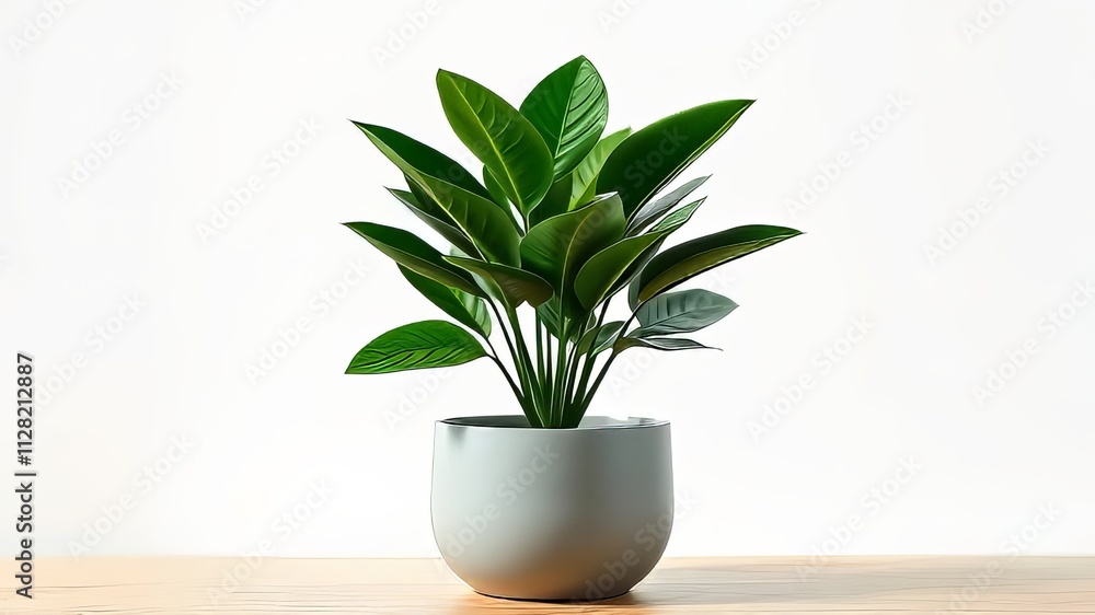 ZZ Plant Isolated Office Greenery - Vibrant AI Photo ZZ Plant Isolated Office Greenery - Vibrant AI Photo