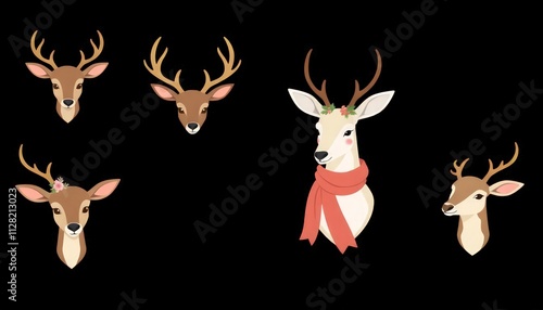 deer silhouette vector illustration or deer silhouette with a background black. deer icon set. 