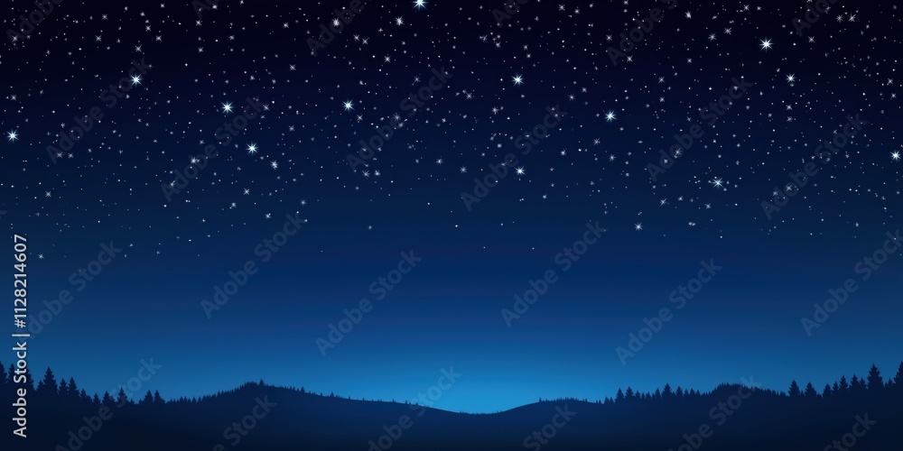 An enchanting view of a starlit night sky glimmering with countless stars over serene mountains, capturing the beauty of a tranquil nature scene. An enchanting view of a starlit night sky glimmering with countless stars over serene mountains, capturing the beauty of a tranquil nature scene.