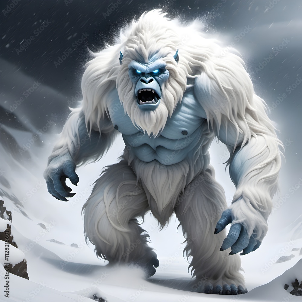 Yeti in a Snowstorm, Yeti, snow monster, Himalayan mythology, blizzard creature, icy legends, fantasy winter beings, mythical survival, eye, fiction, fluffy, fur, legend, snowflake, teeth, weather Yeti in a Snowstorm, Yeti, snow monster, Himalayan mythology, blizzard creature, icy legends, fantasy winter beings, mythical survival, eye, fiction, fluffy, fur, legend, snowflake, teeth, weather
