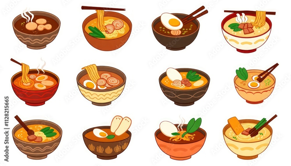 ramen illustration vector. ramen cut of design. set of icons ramens. ramen illustration vector. ramen cut of design. set of icons ramens.