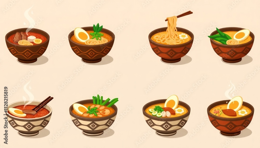 ramen illustration vector. ramen cut of design. set of icons ramens. ramen illustration vector. ramen cut of design. set of icons ramens.