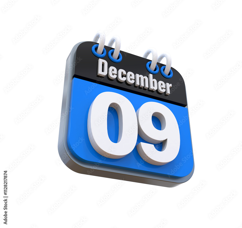 3D Calendar December Date 09 3D Calendar December Date 09