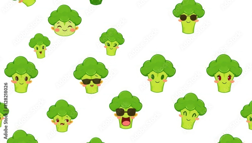 Obraz premium set of icons broccoli. set of green icons. set of broccoli cute vector on isolated white background. 