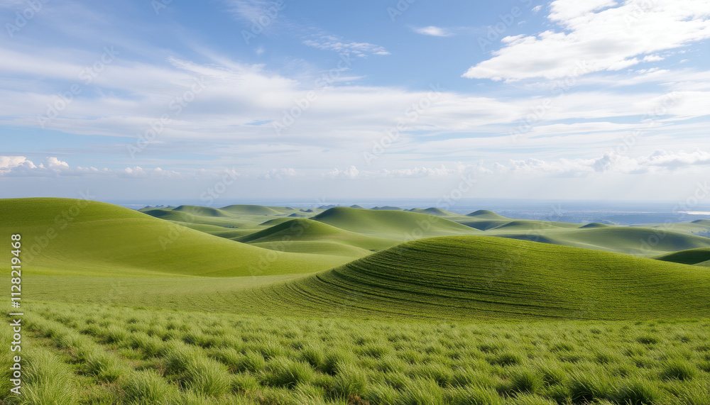 Fototapeta premium Rolling Green Hills Under a Blue Sky