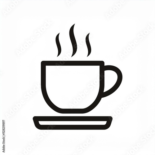 coffee cup black outline icon linear logo isolated Generated image