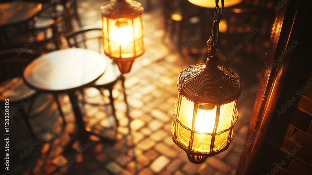 The beautiful terrace features two rattan and bamboo chandeliers above the dining table, while the golden light of the sunset casts a soft glow on the furniture, creating a peaceful atmosphere. The beautiful terrace features two rattan and bamboo chandeliers above the dining table, while the golden light of the sunset casts a soft glow on the furniture, creating a peaceful atmosphere.