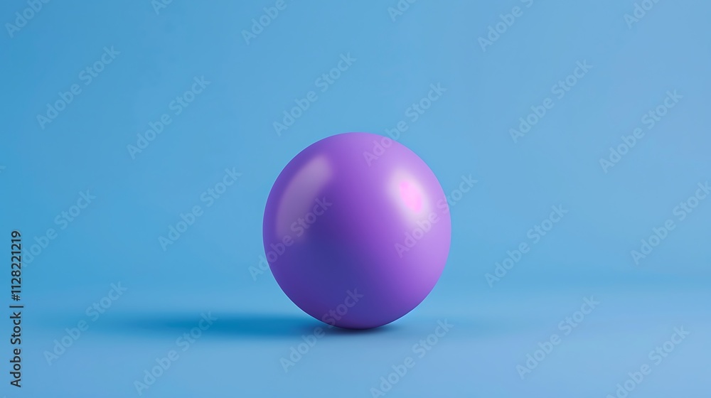 A bright purple sphere floating against a solid blue backdrop A bright purple sphere floating against a solid blue backdrop