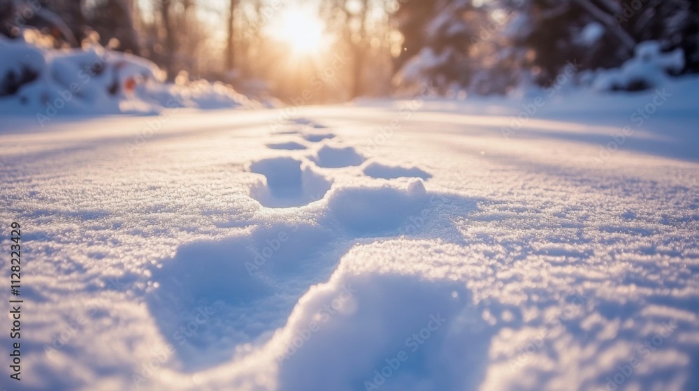 Footprints in Snow Leading Towards a Sunset Footprints in Snow Leading Towards a Sunset