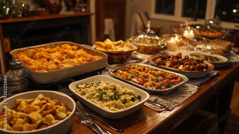 Abundant Table Of Delicious Home Cooked Food Abundant Table Of Delicious Home Cooked Food
