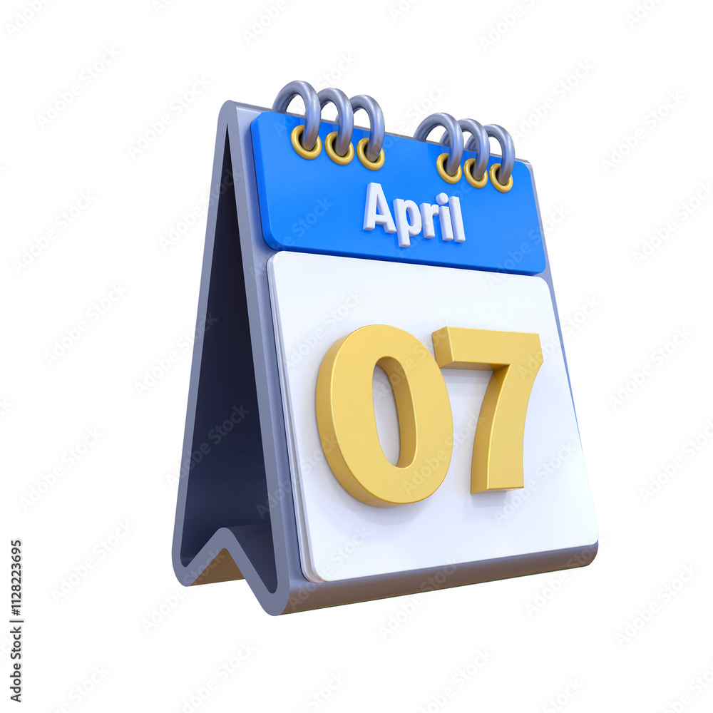 3D Calendar April Date 07 3D Calendar April Date 07