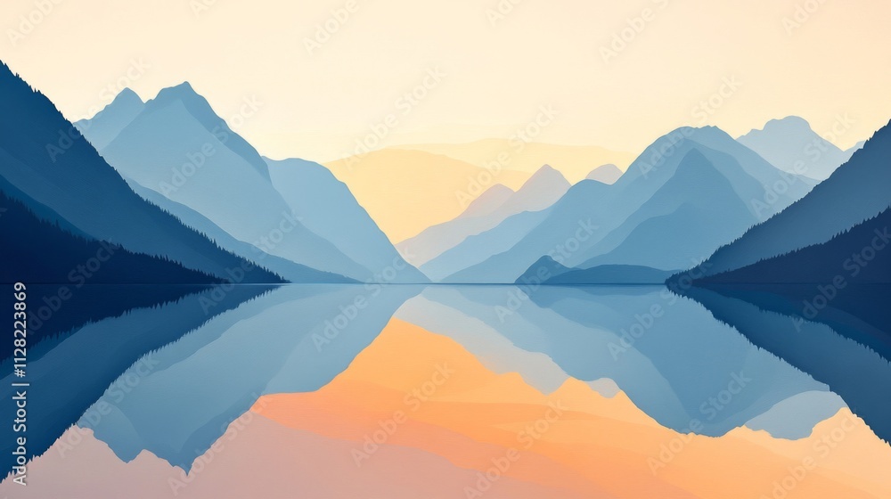 Serene Mountain Lake Reflections At Sunrise Serene Mountain Lake Reflections At Sunrise