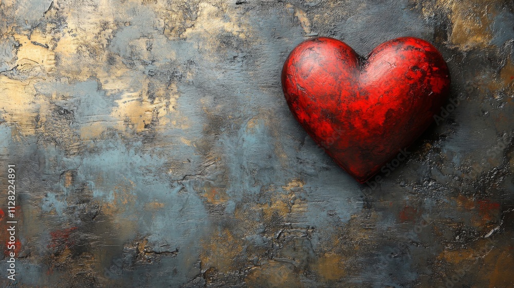 Red Heart on a Textured Dark Background Red Heart on a Textured Dark Background