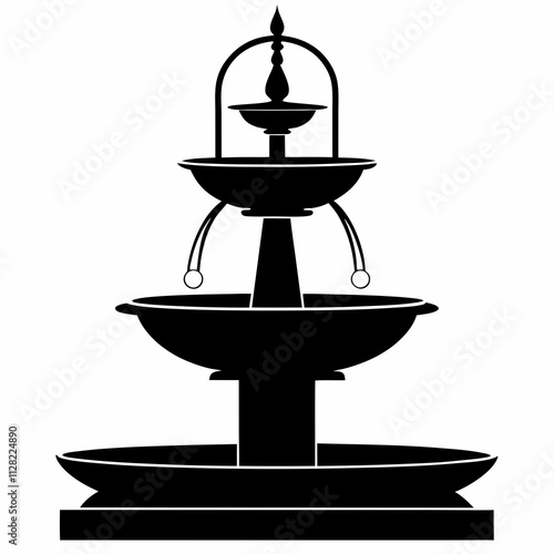 Water fountain silhouette vector illustration on a white background