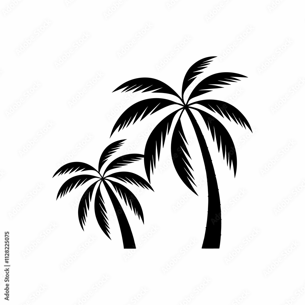 Naklejka premium Stylized Tropical Palm Tree Pair Illustration