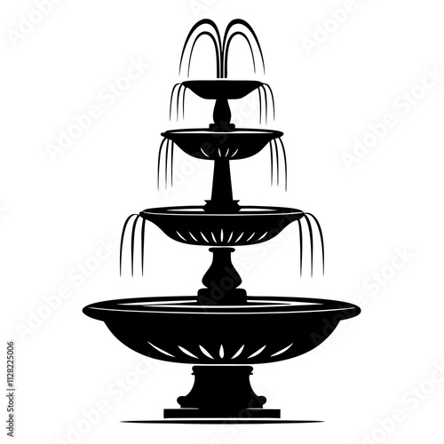 Water fountain silhouette vector illustration on a white background