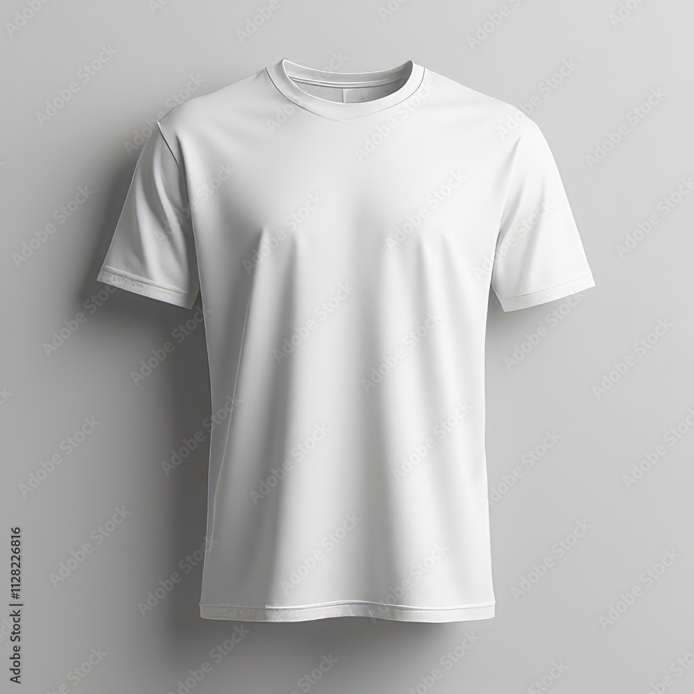 A clean 3D T-Shirt mockup with short sleeves showcasing soft lighting, realistic stitching, and blank fabric ready for design A clean 3D T-Shirt mockup with short sleeves showcasing soft lighting, realistic stitching, and blank fabric ready for design