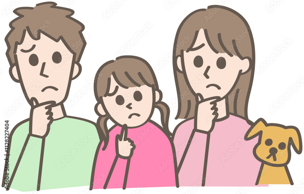 困り顔の家族 困り顔の家族