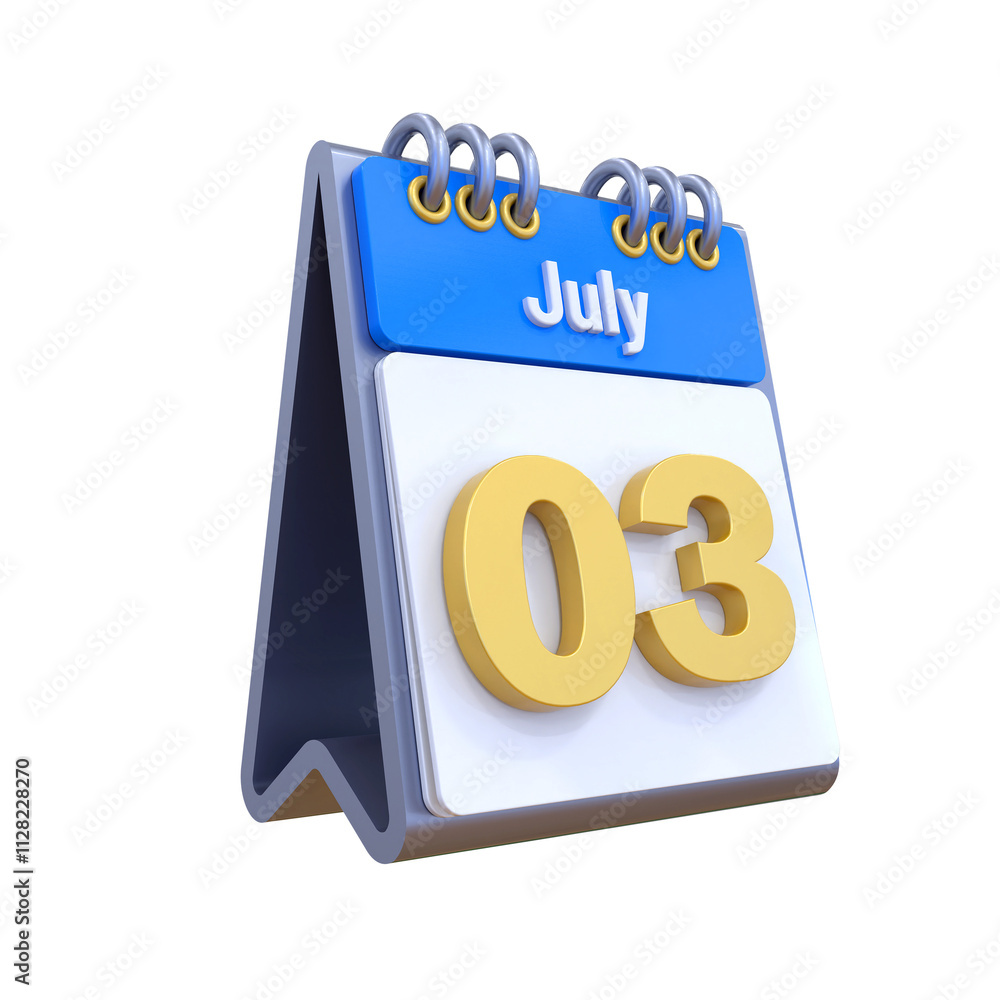 3D Calendar July Date 03 3D Calendar July Date 03