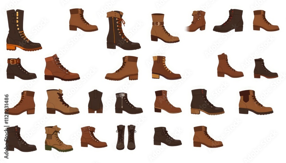 set of shoes, set of boots, collection of boots set of shoes, set of boots, collection of boots