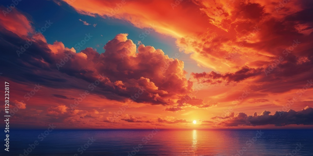 Deep Blue and orange Fantasy vibrant panoramic sunset sky Deep Blue and orange Fantasy vibrant panoramic sunset sky