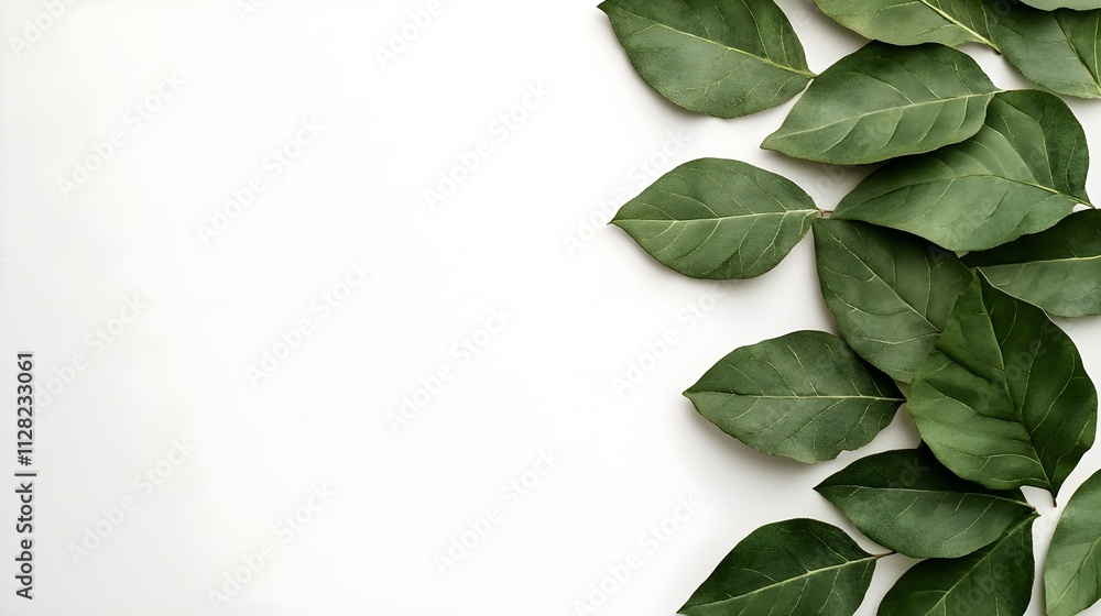 green leaves border white background - minimalism green leaves border white background - minimalism