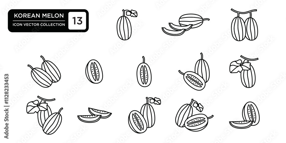 Korean melon icon collection, editable and resizable vector icon templates. Korean melon icon collection, editable and resizable vector icon templates.