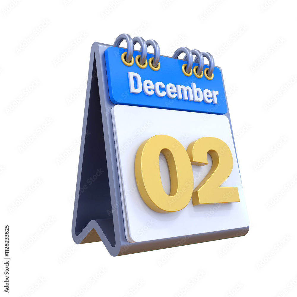 3D Calendar December Date 02 3D Calendar December Date 02