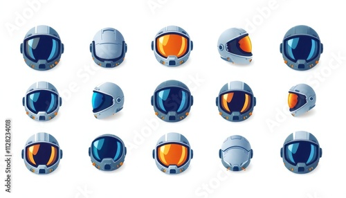 Free Download astronaut helmet set. icon set helm. Head robot. This diverse set of helmets highlights the futuristic and adventurous spirit of astronautics. - GFXLoad