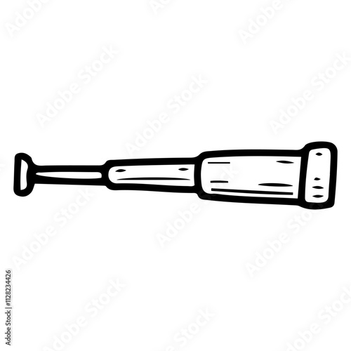 Marine binoculars hand drawn doodle. Optical device for studying water area. Observation, detection of ships. Ocean sailing. Sea voyage. Adventure. Vector line art illustration.