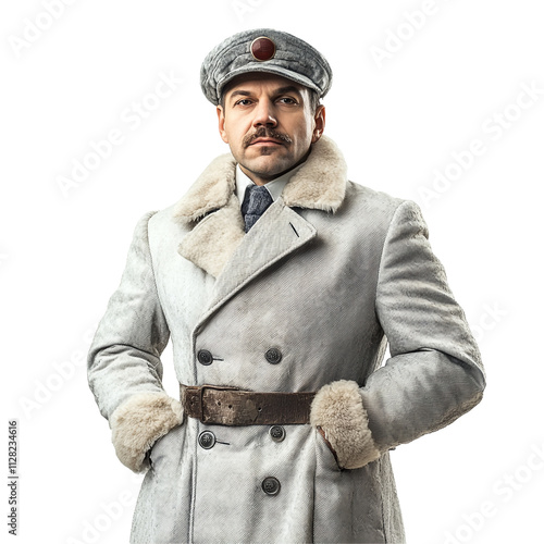 Handsome Doctor Zhivago Isolated On Transparent Background  photo