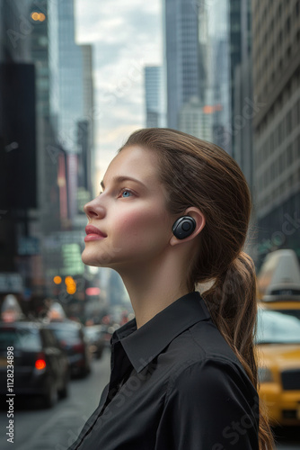 Young Professional Embracing Urban Life with Cochlear Implant Benefits photo