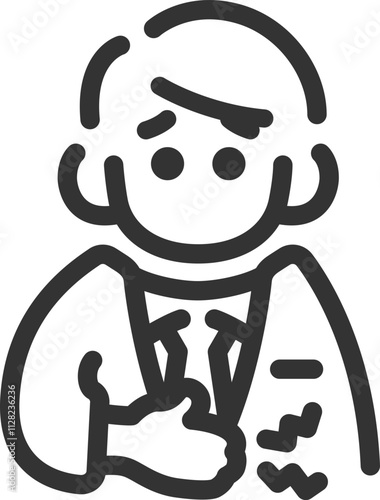 腹痛のビジネスマンのアイコン（線画）のイラスト