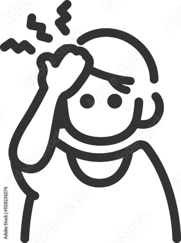 頭痛の男性のアイコン（線画）のイラスト