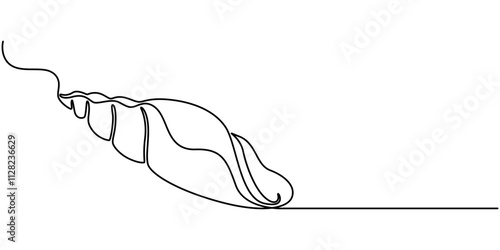 snail conch continuous line vector illustration, Continuous one line drawing of conch snail shell. Seashell symbol and banner of beauty spa and wellness salon in simple linear style. Editable stroke. 