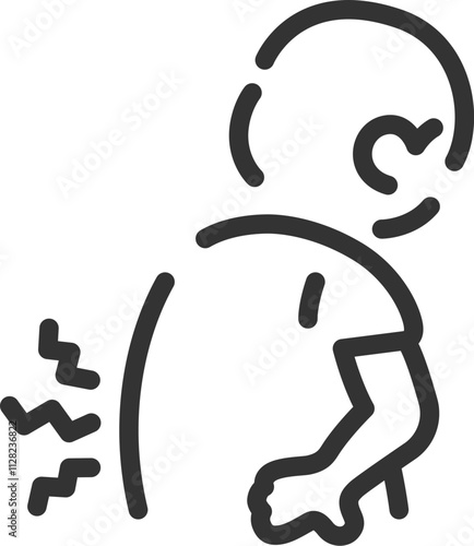 腰痛の男性のアイコン（線画）のイラスト
