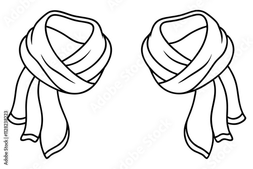 scarf outline coloring book page line art vector illustration 