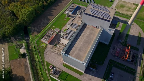 Bird's Eye View Over Building Of AKW Zwentendorf In Austria - Drone Shot photo