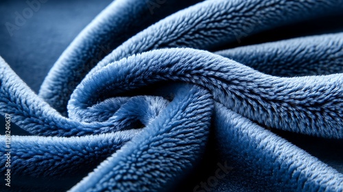 Soft Blue Fleece Fabric Texture Close-Up AI Generated